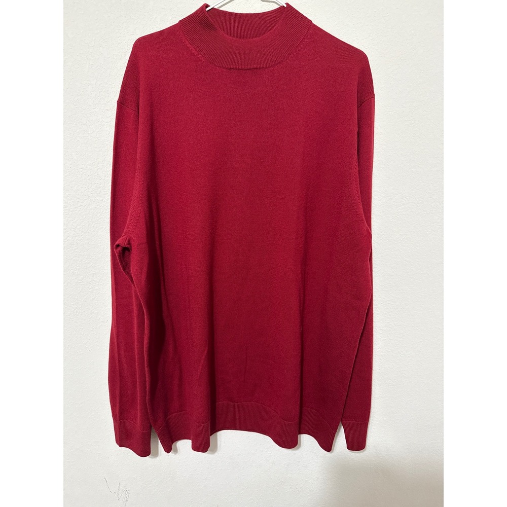 Murano 2XT Red Mock Neck 100% Extra Fine Merino Wool Men's Lightweight